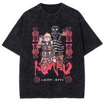 Vintage Manga Dorohedoro Print T-shirt Short Sleeve Casual Tees Tops Cotton Men Women Clothing Gothic Washed Oversized T Shirt S black