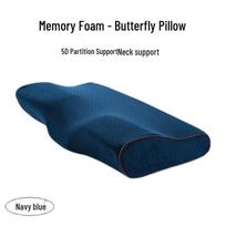 Ortopedinė atminties putų drugelio pagalvė kaklo atramai 50x30x10-6cm blue
