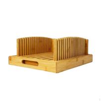 Organic Bamboo Bread Slicer | Wood Finish, Compact Countertop Footprint, with brown