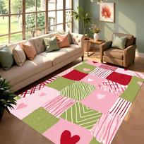 Modern Glam Black Gold Heart Print Area Rug Non Slip Floor Mat for Girls Bedroom Modern Chic Home Decor 80X120CM red