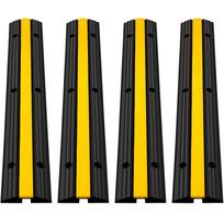 VEVOR 4 vnt. 1 kanalo guminiai kabelių apsaugos rampos 102x15,5x3 cm Didelės apkrovos 8164,7 kg apkrovos talpa Kabelio laido dangtelis Greičio ribotuvas