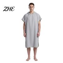 Travel Friendly Swim Towel Microfiber Surf Poncho, Wetsuit Hooded Changing Robe for Adults, Quick Dry Absorbent Poncho Bath Hoodie, Outdoor A tamsiai mėlyna spalva