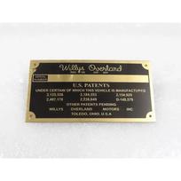 Brass Data Plate Station Wagon Pickup ID Tag Willys CJ3A 3B M38M38A1 M170 |Fit