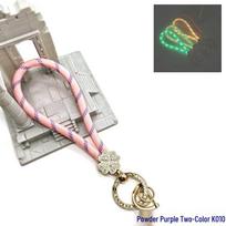 Fluorescent Clover Keychain with Woven Wrist Strap gray