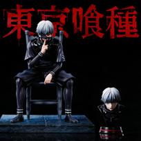 20cm Ken Kaneki Sitting Figure Tokyo Ghoul GK Replaceable Double Head Double Arms Statue With Base Anime Model Toy Deco Boy Gift red