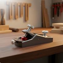 Mini Hand Plane Compact Gray Metal Finish Wood Planer for Trimming, Smoothing brown