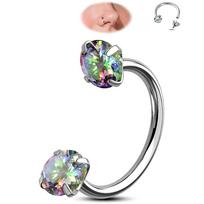 Titano U formos pasagos formos nosies žiedas su dvigubais cirkonio akmenukais 0.8*6*3MM gray