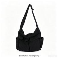 Retro Ins Style Canvas Messenger Bag Adjustable Shoulder Crossbody Bag armijos žalia spalva