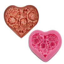 3D rožių gėlių puokštė, mylinti širdies formą Valentino dienos dovanos fondant torto forma brown