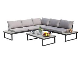 Lauko baldų komplektas VERONA: sofa, kampinė sofa ir stalas, pilkos sp.