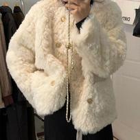 Winter new lamb wool coat women's small loose soft waxy white fluffy top cotton clothes S [80-47.5 kg] gray