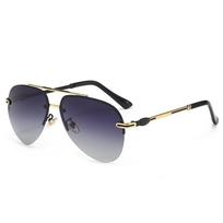 European and American Trend Frameless Polarized Sunglasses Men's UV Resistant UV400 Glasses Driver's Driving Frog Sunglasses black
