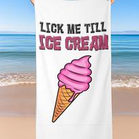 Lick Me Until Ice Cream-Bath Towel Extra Bath Towel Ice Cream Word Game Valentine's Day Funny Dirty Double W30*H60(CM) pink