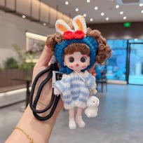 Miela megzta lėlė Animacinis plaukų lankelis Mini princesės lėlės žaislas Išskirtinis raktų pakabukas 1/12 BJD lėlės kuprinės dekoras Pakabukas Gimtadienio dovanos beige