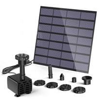Solar Powered Water Fountain Pump for Garden, Bird Bath, Pond, Eco-Friendly with 6 Nozzle Spray Heads, 1.5W Solar Panel One Size gray