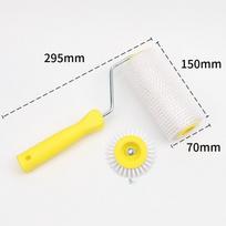 1PC 15/22CM Defoaming Drum Brush Spike Roller Latex Floor Self Compound Roller Leveling Screed Spiked Roller Paint Brush Roller 6IN yellow