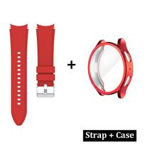 Dėklas+Apyrankė, skirta Samsung Galaxy Watch 4/5/6/7 40mm 44mm, minkštas TPU, visapusis ekrano apsaugas, buferis, silikoninė apyrankė for Watch 5 4 44 mm raudona