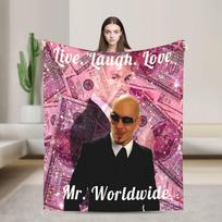 Pasaulio ponas Pitbull Dainininkas Antklodė Aksominė Apdaila Doleris Gyvenk Juokis Mylėk Plona Mesti Antklodė Lovai Miegamojo Lovatiesė 75X95CM pink