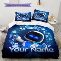 Custom Name Robot Dreams Universe Bedding,Quilt Set Quilt Cover Pillowcase Home Birthday Gift (1 * duvet cover + 2 * pillowcase, without core) 135x200cm white
