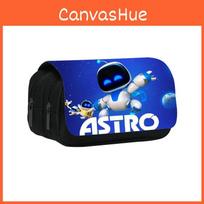 Astro Bot Double Layer Pencil Case With Nylon Material For Kids And Students 20x9x11cm blue