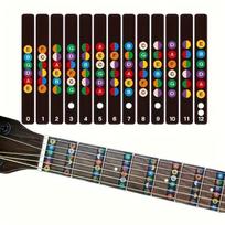 Guitar Fingerboard Note Chord Stickers With Number Mark Black Background Removable Fretboard Labels Guitar Learning Tool black