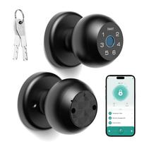 Viladepot Ball Shaped Smart Lock Fingerprint Door Lock App Control Passcode Unlock Electronic Touchscreen Keypad Indoor United States black