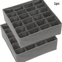 24-Compartment Sock & Underwear Organizer, Foldable Closet Storage Box with Dividers, Gray Fabric Drawer Organizer for Socks, Underwear & Ties 1pc juoda