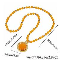 Chinese Yellow Jade Double-Sided Golden Buddha Pixiu Necklace – Elegant Women’s Pendant for Wealth and Luck. orange