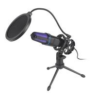 RGB Profesionalus Mikrofonas USB Kondensatorinis Mikrofonas Laidinis Žaidimų Mikrofonas Podcast įrašymui Studijai Transliacijai Nešiojamas Kompiuteris Stacionarusis Kompiuteris juoda