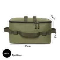 Portable Outdoor Camping Tool & Cutlery Storage Bag with Multi-Compartment Design black