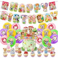 Sylvanian Families Gimtadienio Šventės Dekoracijų Rinkinys Vėliavėlė Balionai Teminės Šventės Reikmenys Vaikams