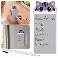 Magnetinis CAT šaldytuvo užrašų bloknotas, daugkartinio naudojimo rašymo lenta su rašikliu ZA6461