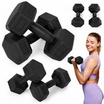 Šešiakampių hantelių rinkinys 2×2 kg treniruočių svoriai fitneso hanteliai juodi MOVEPRO