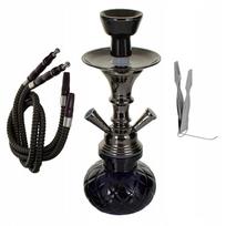 Stiklinis kaljanas / „Shisha“ su 2 žarnomis, juodas – BLACK, 28 cm