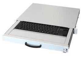aixcase 19" Rack 1U klaviatūra US Touchpad USB šviesiai pilka