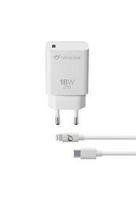Cellular Line Tinklo įkroviklis Cellularline su USB-C prievadu 18 W greitesniam iPhone 8 ar naujesnių modelių įkrovimui su USB-C į Lightning prievadu