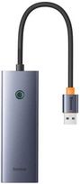 Hub Baseus UltraJoy Series Lite 4 prievadų (USB į USB 3.0*4+Type-C 5V) (pilka)