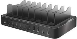LOL LogiLink USB stalinis įkroviklis, 10 portų, 4x USB-A ir 6x USB-C, 120 W, PD, QC3.0, juodas