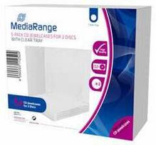 MediaRange CD diskų dėklas 2 diskams 10,4 mm permatomas dėklas 5 vnt.