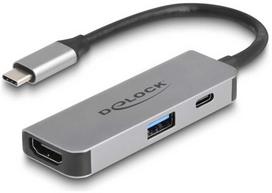 Delock USB C tipo į HDMI 4K 60 Hz adapteris su USB A tipo ir USB C tipo jungtimis, PD 95 W