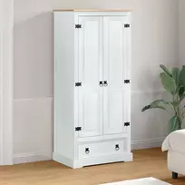 Spintos su stalčių Balta 76 x 50 x 170 cm Kietos pušies mediena