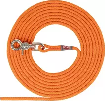 Trixie sekimo pavadėlis šunims, su spynele, apvalus, S–M: 15 m/per 6 mm, oranžinis