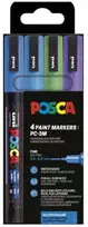 POSCA PC-3M 4 vnt. blizgučių, šaltos spalvos (mėlyna, šviesiai mėlyna, žalia, violetinė)