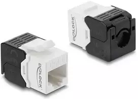 Delock Keystone modulis RJ45 lizdas į LSA Cat.6 UTP be įrankių juodas / baltas, plokščias, juodas, baltas, RJ-45, LSA, moteriškas, 22/24 (90802)