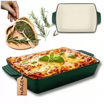 HAGE Emaliuota ketaus keptuvės forma 32 x 23,5cm HAGE žalia (J33-bottle žalias)