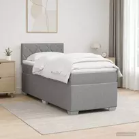 Spyruoklinė lova su čiužiniu Šviesiai pilka 90 x 200 cm Audinys