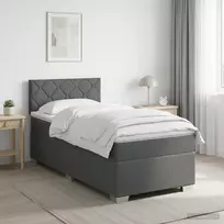 Spyruoklinė lova su čiužiniu Tamsiai pilka 90 x 200 cm Audinys