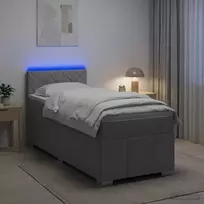 Spyruoklinė lova su čiužiniu Šviesiai pilka 90 x 200 cm Audinys