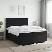 Spyruoklinė lova su čiužiniu Juoda 140 x 190 cm Audinys