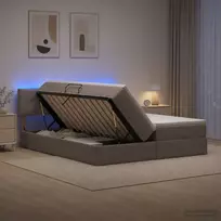 LED saugojimo lova su čiužiniu Taupe 180 x 200 cm Audinys